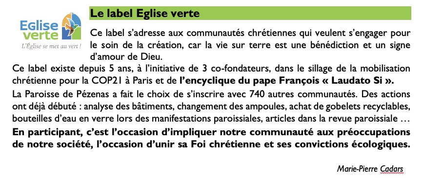 Label Eglise verte nov 2022