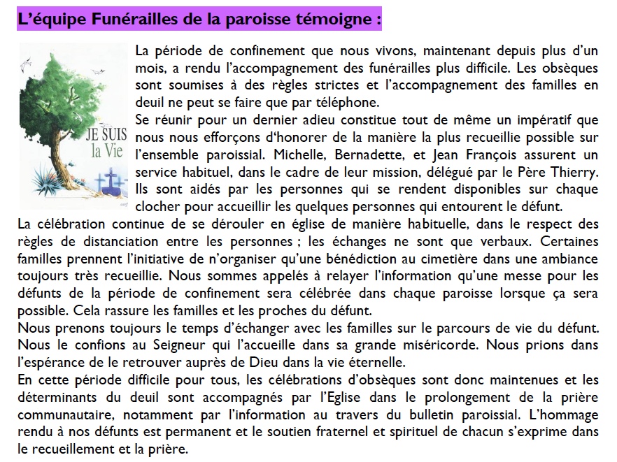 temoignage equipe funeraille avril 2020