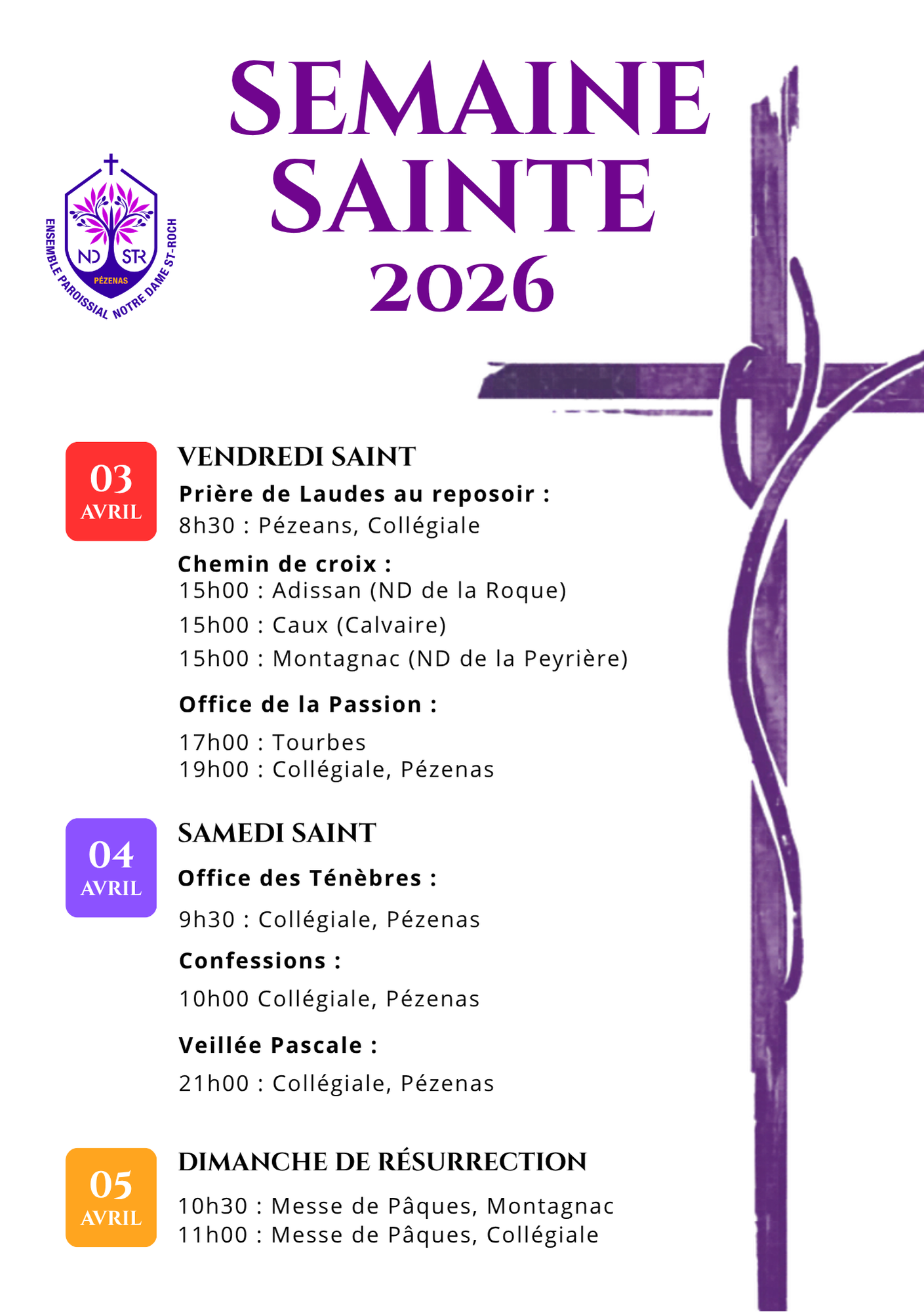 VERSO FLYER SEMAINE SAINTE 2026